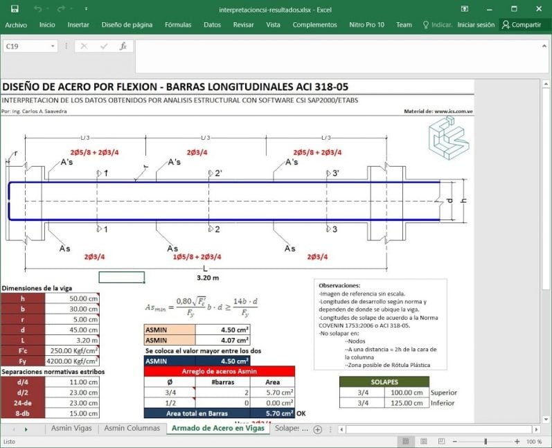 Excel para Interpretación de resultados CSI Sap2000 y ETABS