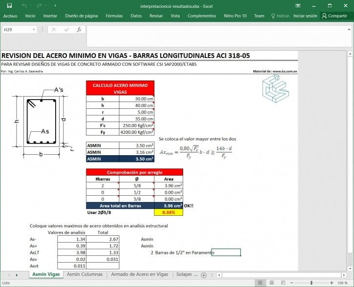 Excel para Interpretación de resultados CSI Sap2000 y ETABS