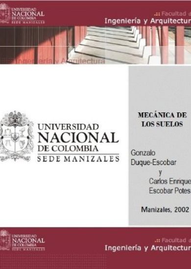 Mecánica de los Suelos - Gonzalo Duque Escobar y Carlos Enrique Escobar | Libro PDF
